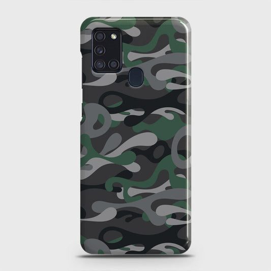 Samsung Galaxy A21s Cover - Camo Series - Green & Grey Design - Matte Finish - Snap On Hard Case with LifeTime Colors Guarantee