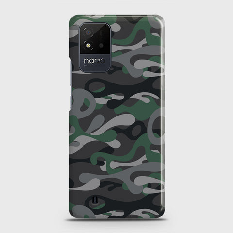 Realme Narzo 50i Cover - Camo Series - Green & Grey Design - Matte Finish - Snap On Hard Case with LifeTime Colors Guarantee