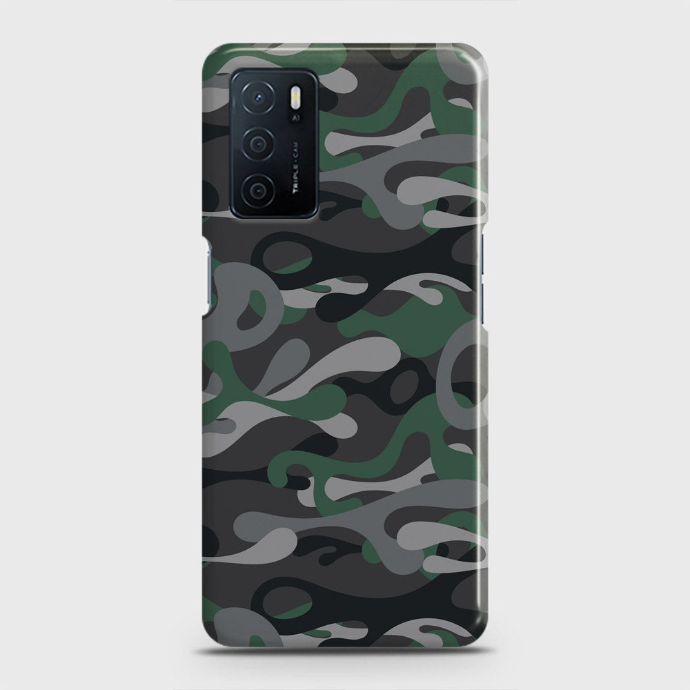 Oppo A16 Cover - Camo Series - Green & Grey Design - Matte Finish - Snap On Hard Case with LifeTime Colors Guarantee
