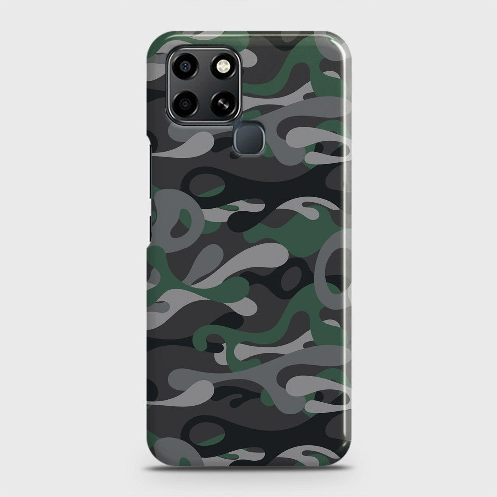 Infinix Smart 6 Cover - Camo Series - Green & Grey Design - Matte Finish - Snap On Hard Case with LifeTime Colors Guarantee