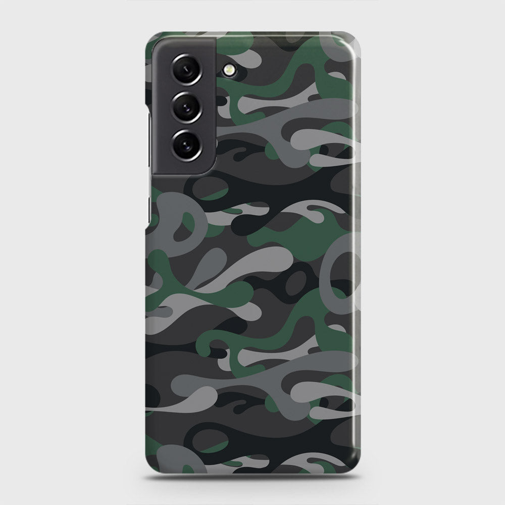 Samsung Galaxy S21 FE 5G Cover - Camo Series - Green & Grey Design - Matte Finish - Snap On Hard Case with LifeTime Colors Guarantee