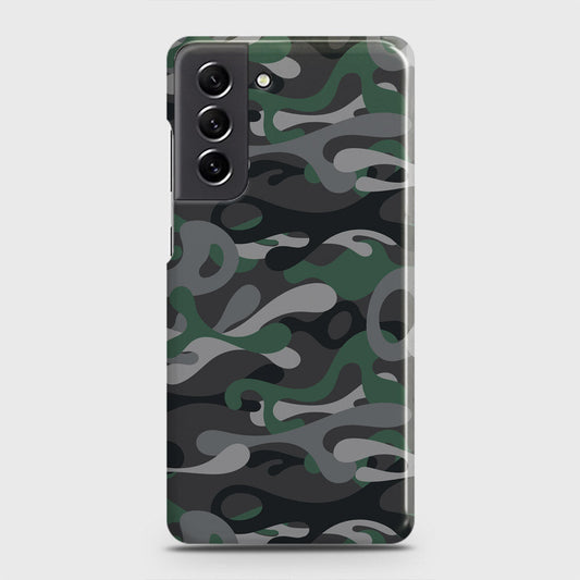 Samsung Galaxy S21 FE 5G Cover - Camo Series - Green & Grey Design - Matte Finish - Snap On Hard Case with LifeTime Colors Guarantee