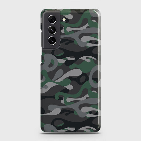 Samsung Galaxy S21 FE 5G Cover - Camo Series - Green & Grey Design - Matte Finish - Snap On Hard Case with LifeTime Colors Guarantee