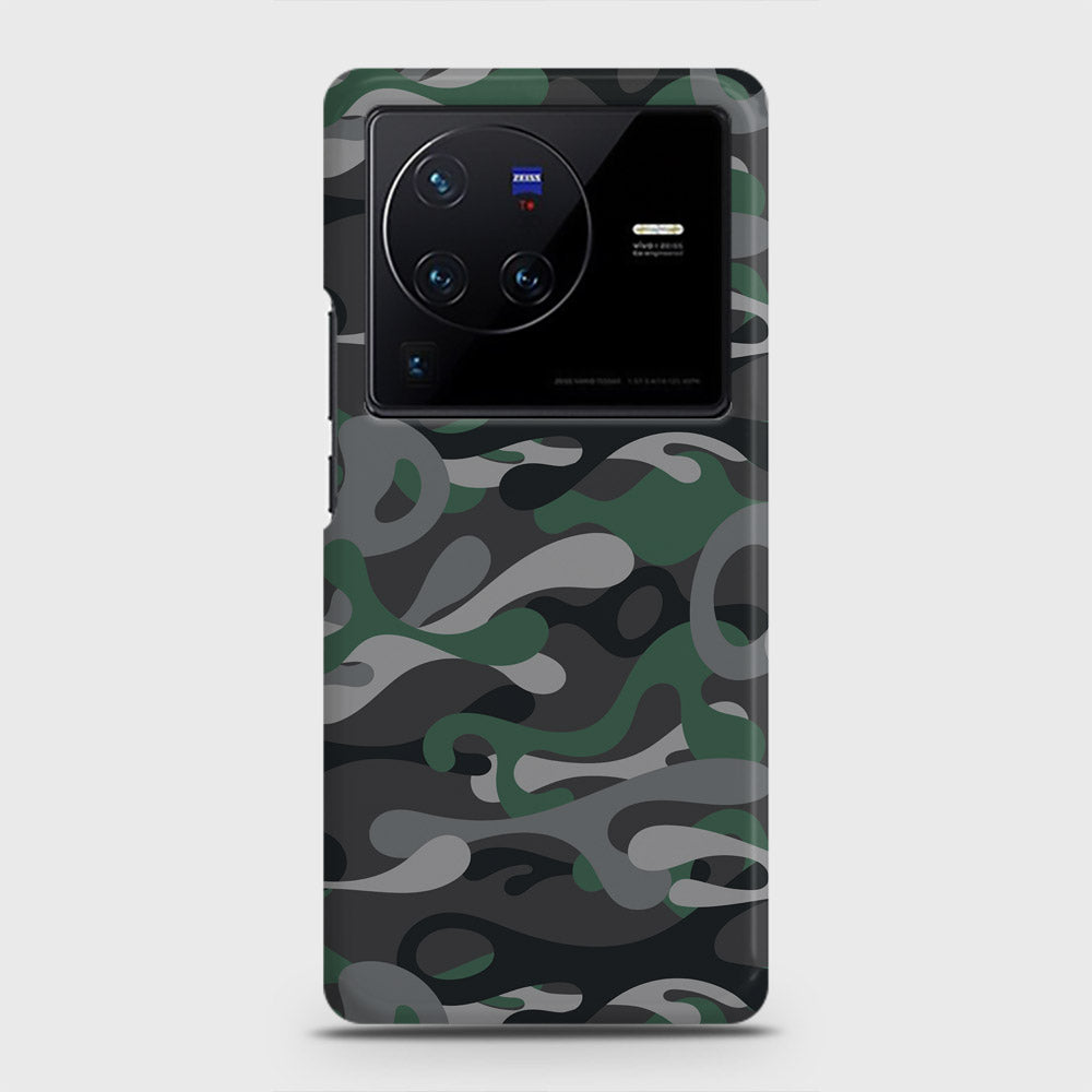 Vivo X80 Cover - Camo Series - Green & Grey Design - Matte Finish - Snap On Hard Case with LifeTime Colors Guarantee