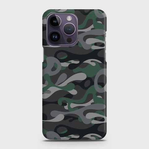 iPhone 14 Pro Max Cover - Camo Series - Green & Grey Design - Matte Finish - Snap On Hard Case with LifeTime Colors Guarantee