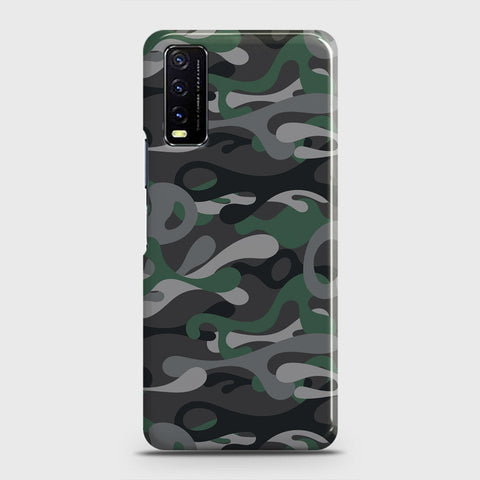 Vivo Y20A  Cover - Camo Series - Green & Grey Design - Matte Finish - Snap On Hard Case with LifeTime Colors Guarantee