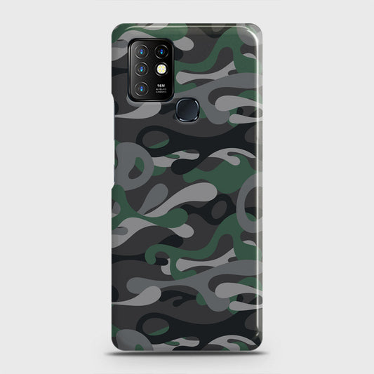 Infinix Hot 10 Cover - Camo Series - Green & Grey Design - Matte Finish - Snap On Hard Case with LifeTime Colors Guarantee