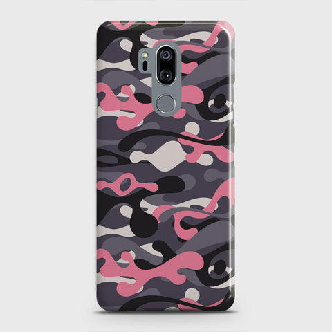LG G7 ThinQ Cover - Camo Series - Pink & Grey Design - Matte Finish - Snap On Hard Case with LifeTime Colors Guarantee