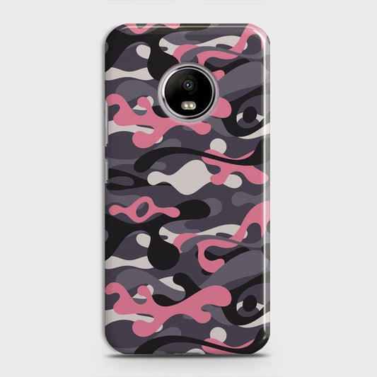 Motorola E4 Cover - Camo Series - Pink & Grey Design - Matte Finish - Snap On Hard Case with LifeTime Colors Guarantee