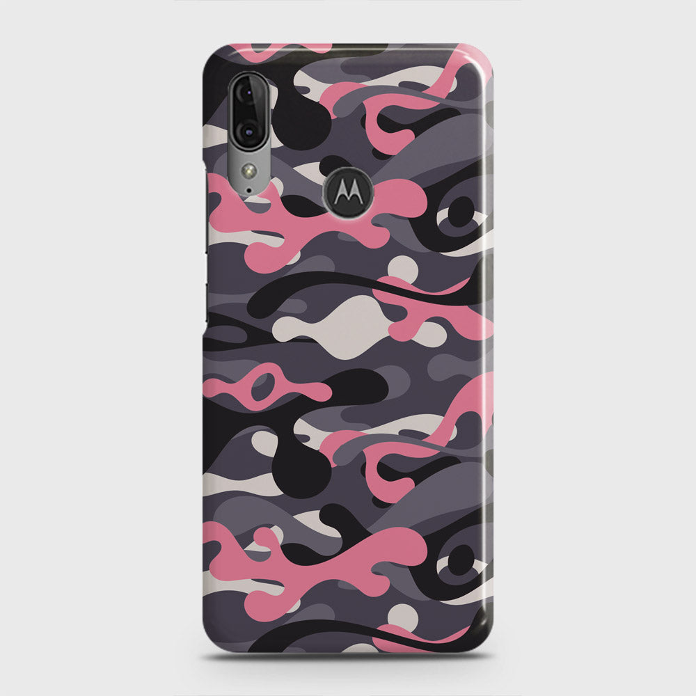 Motorola Moto E6 Plus Cover - Camo Series - Pink & Grey Design - Matte Finish - Snap On Hard Case with LifeTime Colors Guarantee