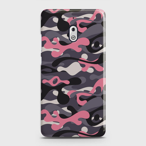 Nokia 2.1 Cover - Camo Series - Pink & Grey Design - Matte Finish - Snap On Hard Case with LifeTime Colors Guarantee