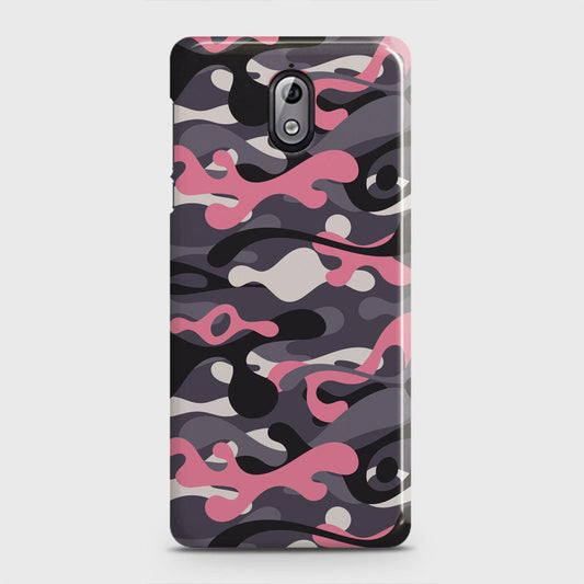 Nokia 3.1 Cover - Camo Series - Pink & Grey Design - Matte Finish - Snap On Hard Case with LifeTime Colors Guarantee