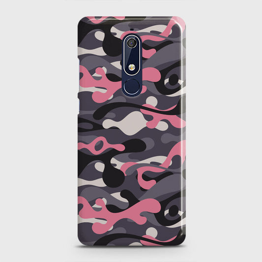 Nokia 5.1 Cover - Camo Series - Pink & Grey Design - Matte Finish - Snap On Hard Case with LifeTime Colors Guarantee