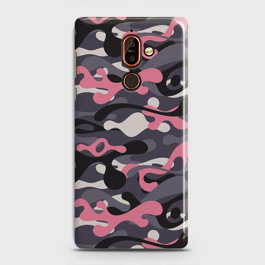 Nokia 7 Plus Cover - Camo Series - Pink & Grey Design - Matte Finish - Snap On Hard Case with LifeTime Colors Guarantee