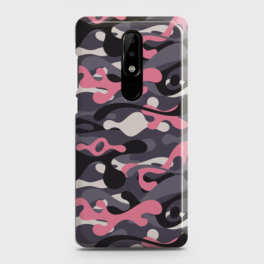 Nokia 5.1 Plus / Nokia X5  Cover - Camo Series - Pink & Grey Design - Matte Finish - Snap On Hard Case with LifeTime Colors Guarantee
