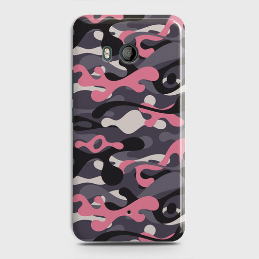 HTC U11  Cover - Camo Series - Pink & Grey Design - Matte Finish - Snap On Hard Case with LifeTime Colors Guarantee