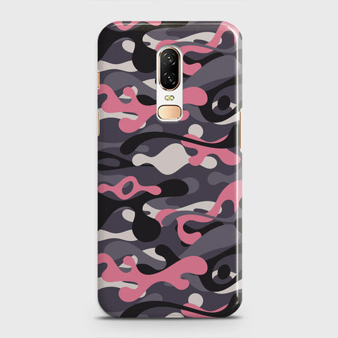 OnePlus 6  Cover - Camo Series - Pink & Grey Design - Matte Finish - Snap On Hard Case with LifeTime Colors Guarantee