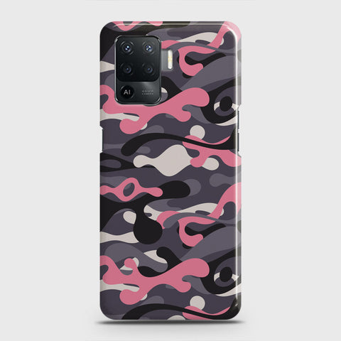 Oppo F19 Pro Cover - Camo Series - Pink & Grey Design - Matte Finish - Snap On Hard Case with LifeTime Colors Guarantee