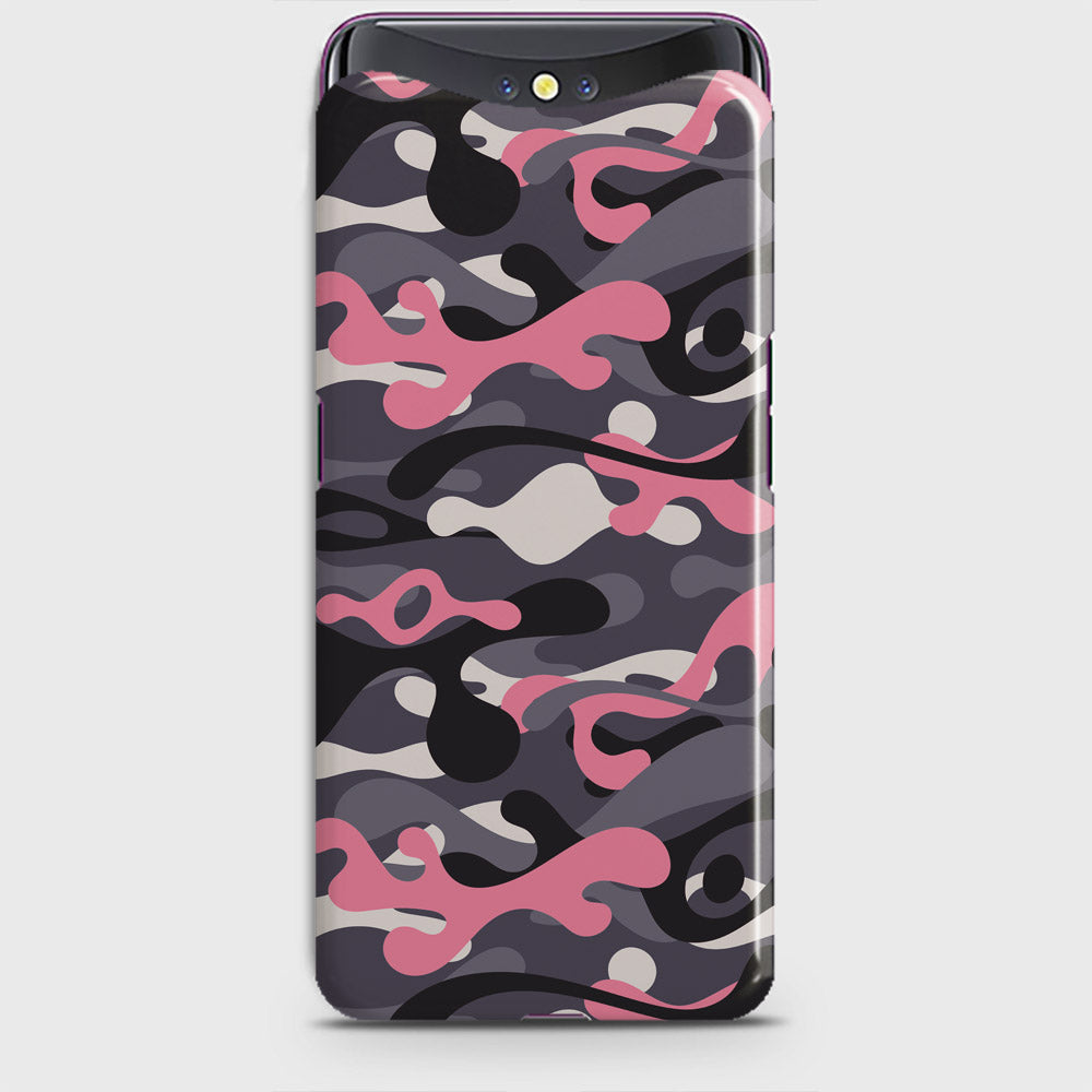 Oppo Find X Cover - Camo Series - Pink & Grey Design - Matte Finish - Snap On Hard Case with LifeTime Colors Guarantee