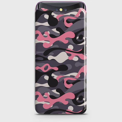 Oppo Find X Cover - Camo Series - Pink & Grey Design - Matte Finish - Snap On Hard Case with LifeTime Colors Guarantee