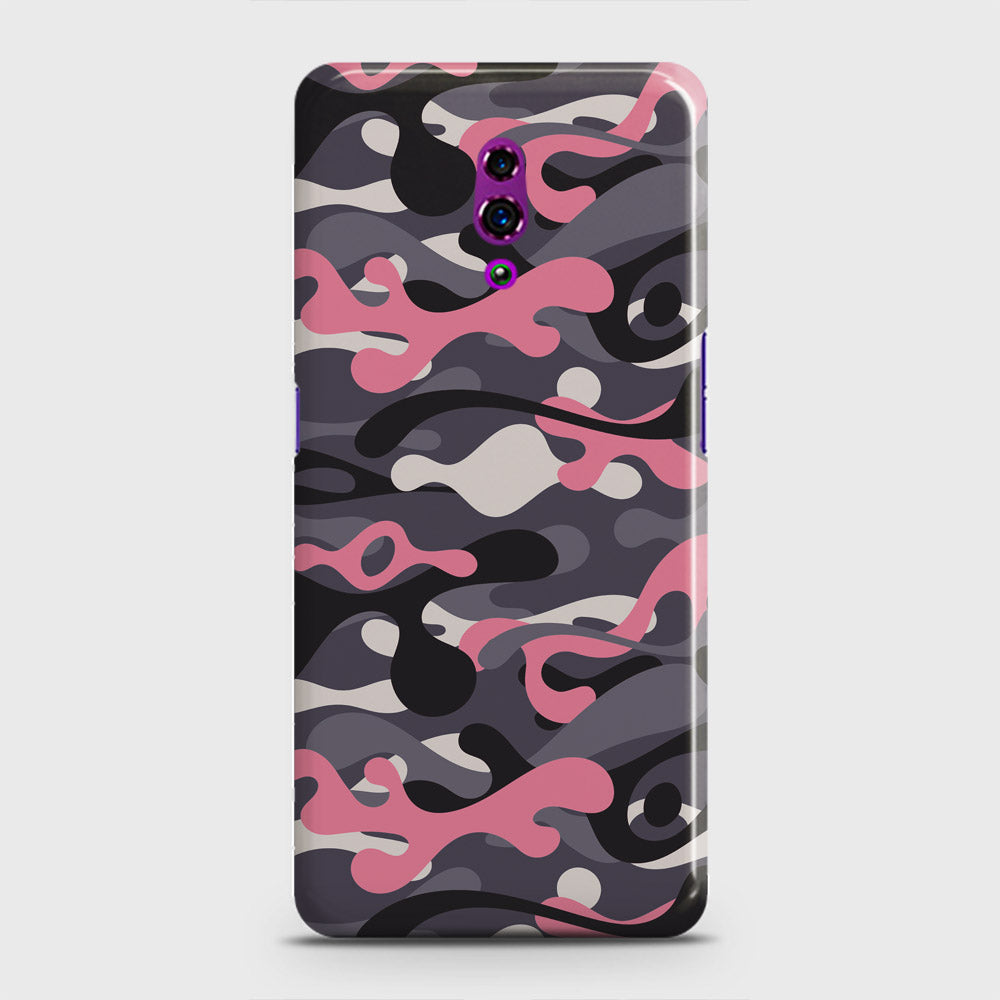 Oppo Reno Cover - Camo Series - Pink & Grey Design - Matte Finish - Snap On Hard Case with LifeTime Colors Guarantee