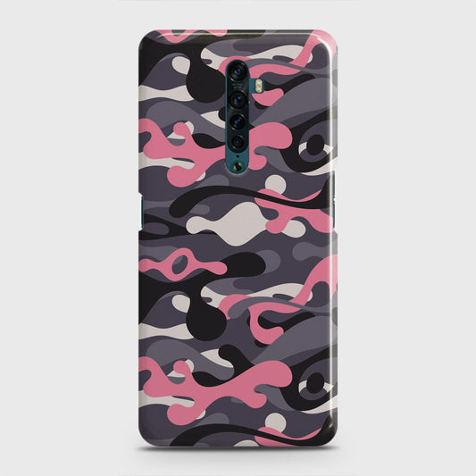Oppo Reno 2 Cover - Camo Series - Pink & Grey Design - Matte Finish - Snap On Hard Case with LifeTime Colors Guarantee