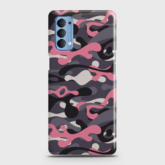 Oppo Reno 4 4G Cover - Camo Series - Pink & Grey Design - Matte Finish - Snap On Hard Case with LifeTime Colors Guarantee