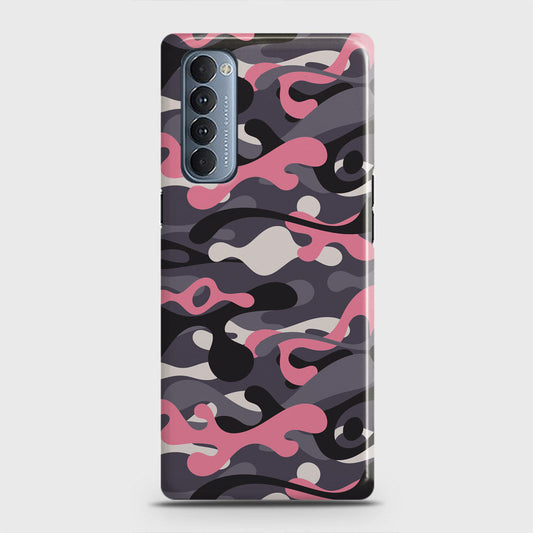 Oppo Reno 4 Pro 4G Cover - Camo Series - Pink & Grey Design - Matte Finish - Snap On Hard Case with LifeTime Colors Guarantee