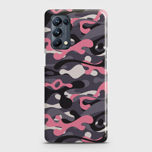 Oppo Reno 5 4G Cover - Camo Series - Pink & Grey Design - Matte Finish - Snap On Hard Case with LifeTime Colors Guarantee