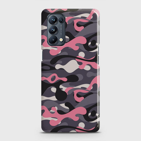 Oppo Reno 5 4G Cover - Camo Series - Pink & Grey Design - Matte Finish - Snap On Hard Case with LifeTime Colors Guarantee