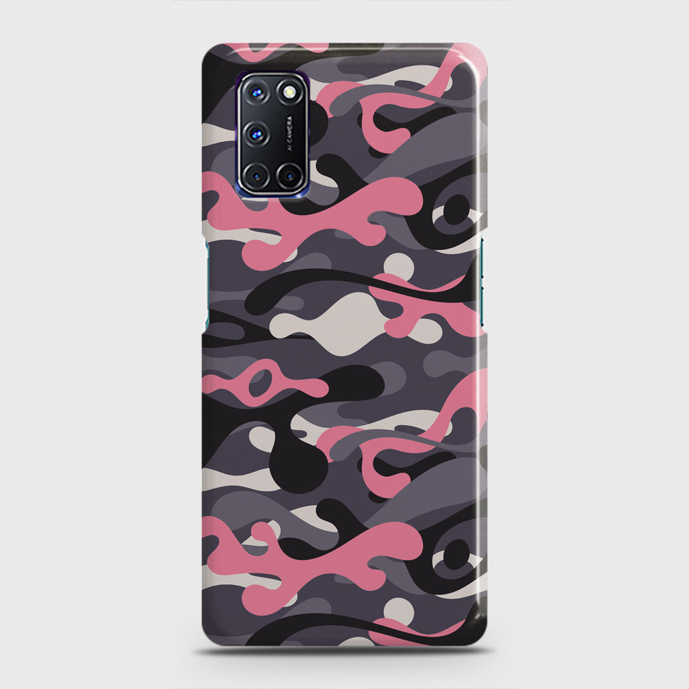 Oppo A52 Cover - Camo Series - Pink & Grey Design - Matte Finish - Snap On Hard Case with LifeTime Colors Guarantee