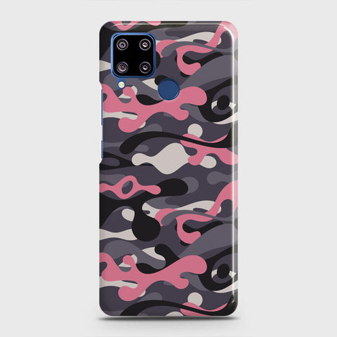 Realme C15 Cover - Camo Series - Pink & Grey Design - Matte Finish - Snap On Hard Case with LifeTime Colors Guarantee