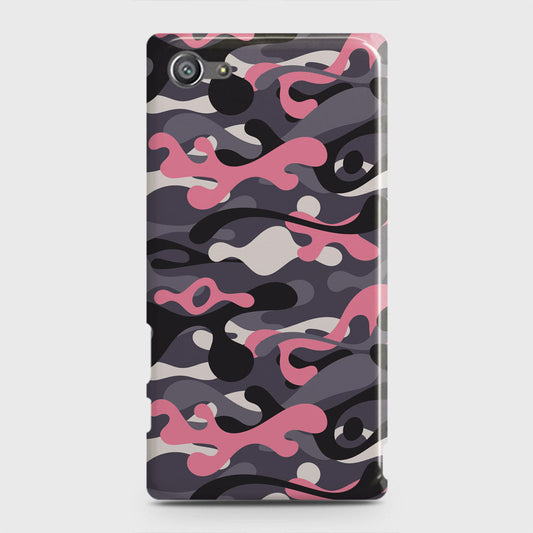 Sony Xperia Z5 Compact / Z5 Mini Cover - Camo Series - Pink & Grey Design - Matte Finish - Snap On Hard Case with LifeTime Colors Guarantee