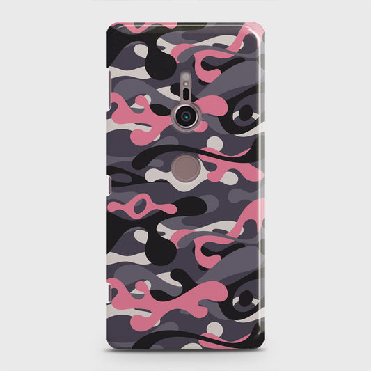Sony Xperia XZ2 Cover - Camo Series - Pink & Grey Design - Matte Finish - Snap On Hard Case with LifeTime Colors Guarantee