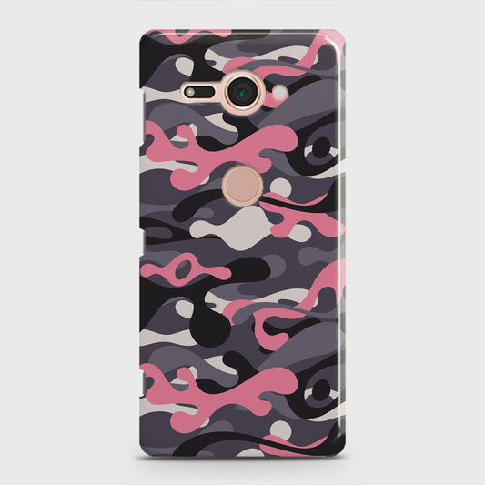 Sony Xperia XZ2 Compact Cover - Camo Series - Pink & Grey Design - Matte Finish - Snap On Hard Case with LifeTime Colors Guarantee