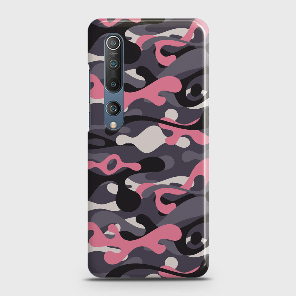 Xiaomi Mi 10 Cover - Camo Series - Pink & Grey Design - Matte Finish - Snap On Hard Case with LifeTime Colors Guarantee