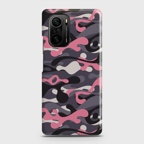 Xiaomi Redmi K40 Cover - Camo Series - Pink & Grey Design - Matte Finish - Snap On Hard Case with LifeTime Colors Guarantee