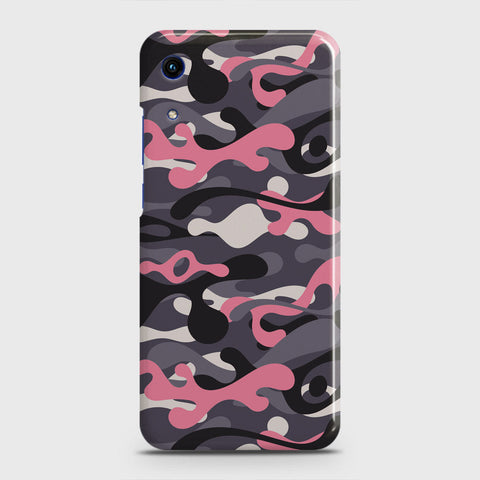 Honor 8A Without Sensor Cut Cover - Camo Series - Pink & Grey Design - Matte Finish - Snap On Hard Case with LifeTime Colors Guarantee