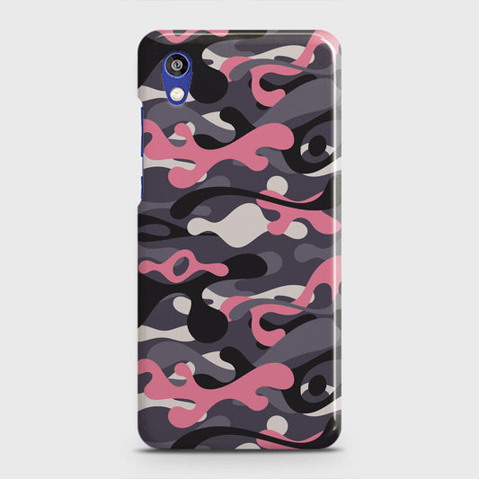 Honor 8S Cover - Camo Series - Pink & Grey Design - Matte Finish - Snap On Hard Case with LifeTime Colors Guarantee