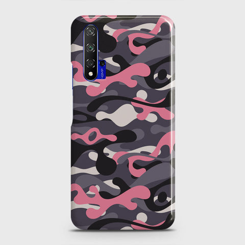 Honor 20 Cover - Camo Series - Pink & Grey Design - Matte Finish - Snap On Hard Case with LifeTime Colors Guarantee