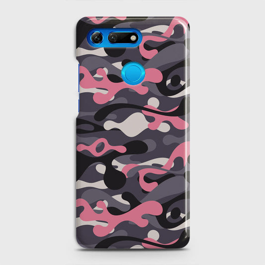 Huawei Honor View 20 Cover - Camo Series - Pink & Grey Design - Matte Finish - Snap On Hard Case with LifeTime Colors Guarantee