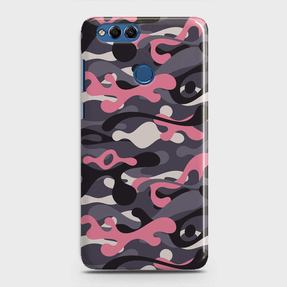 Huawei Honor 7X Cover - Camo Series - Pink & Grey Design - Matte Finish - Snap On Hard Case with LifeTime Colors Guarantee