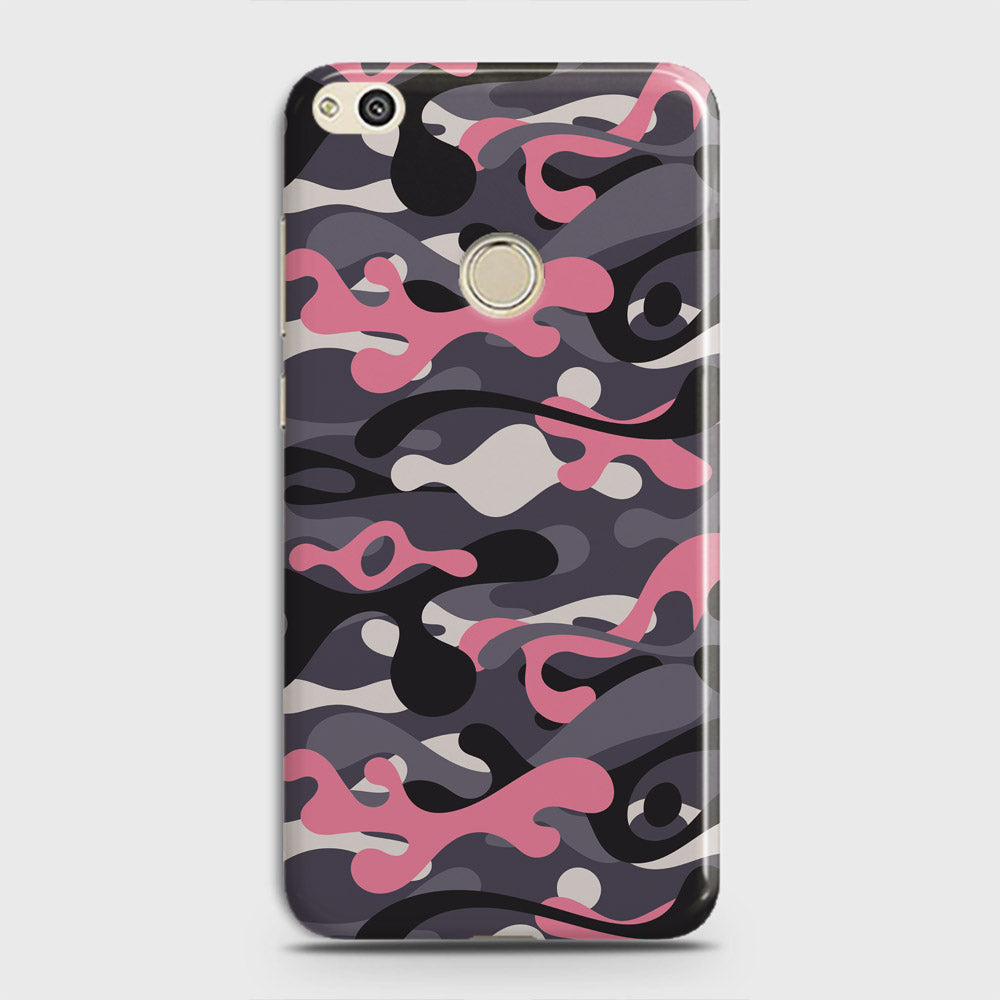 Huawei Honor 8 Lite Cover - Camo Series - Pink & Grey Design - Matte Finish - Snap On Hard Case with LifeTime Colors Guarantee