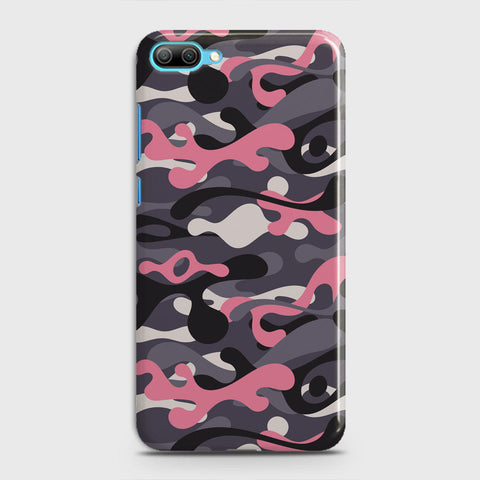 Huawei Honor 10 Lite Cover - Camo Series - Pink & Grey Design - Matte Finish - Snap On Hard Case with LifeTime Colors Guarantee