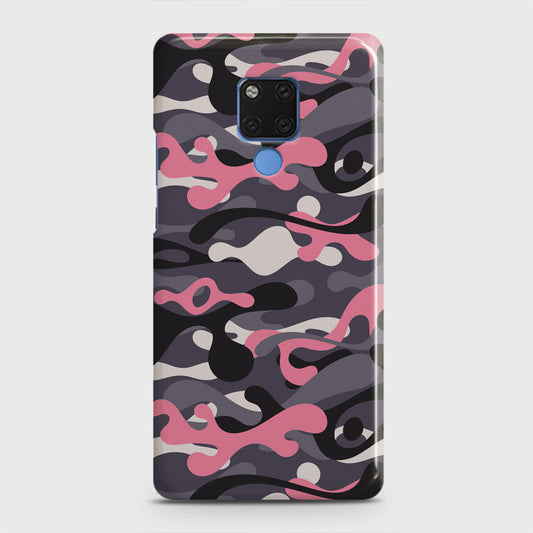 Huawei Mate 20 Cover - Camo Series - Pink & Grey Design - Matte Finish - Snap On Hard Case with LifeTime Colors Guarantee