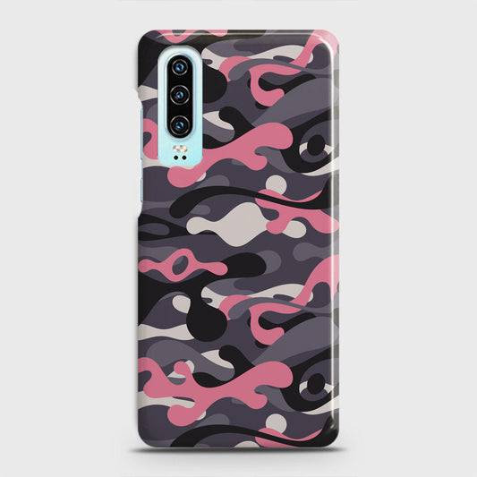 Huawei P30 Cover - Camo Series - Pink & Grey Design - Matte Finish - Snap On Hard Case with LifeTime Colors Guarantee