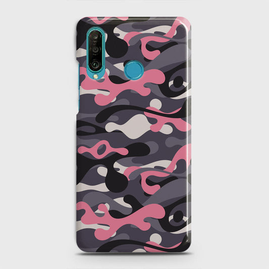 Huawei P30 lite Cover - Camo Series - Pink & Grey Design - Matte Finish - Snap On Hard Case with LifeTime Colors Guarantee