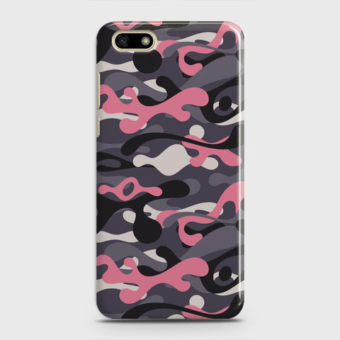 Huawei Y5 Prime 2018 Cover - Camo Series - Pink & Grey Design - Matte Finish - Snap On Hard Case with LifeTime Colors Guarantee