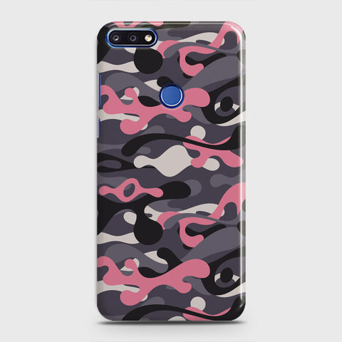 Honor 7A Cover - Camo Series - Pink & Grey Design - Matte Finish - Snap On Hard Case with LifeTime Colors Guarantee