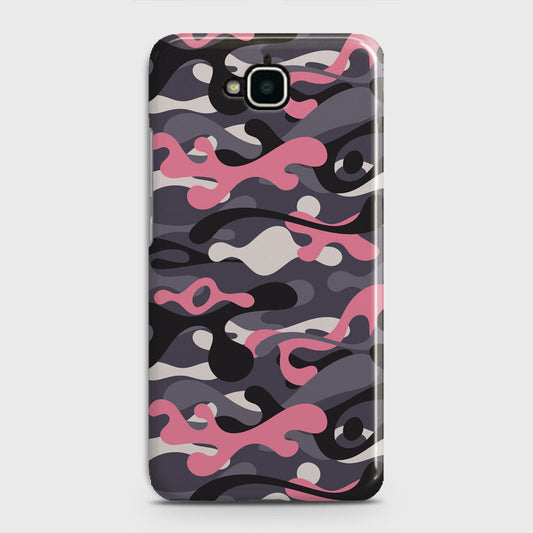 Huawei Y6 Pro 2015 Cover - Camo Series - Pink & Grey Design - Matte Finish - Snap On Hard Case with LifeTime Colors Guarantee